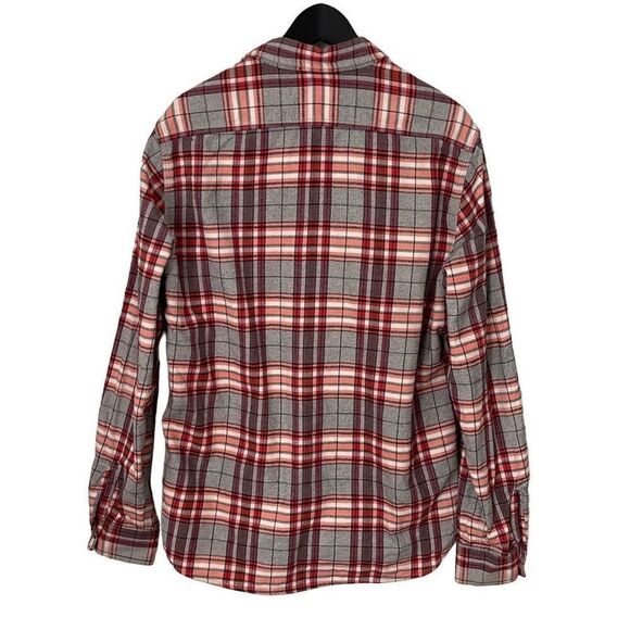 Grayers Mens Button Down Shirt Long Sleeve Plaid Heavy Weight Large Red Gray - Picture 3 of 8